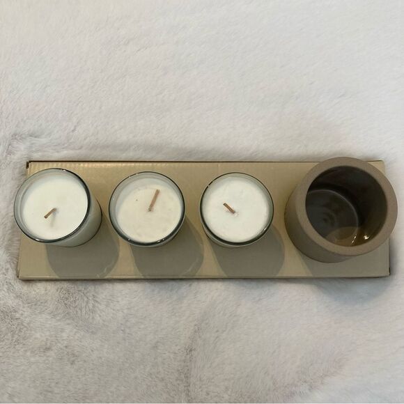 Haps Mood Care Votive Trio Candles Set of 3 Reusable Ceramic Sand Vessel - Picture 7 of 13